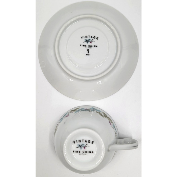 Vintage Fine China Japan 6701 Grapevine Blue Green Leaves Cup & Saucer - Picture 5 of 6